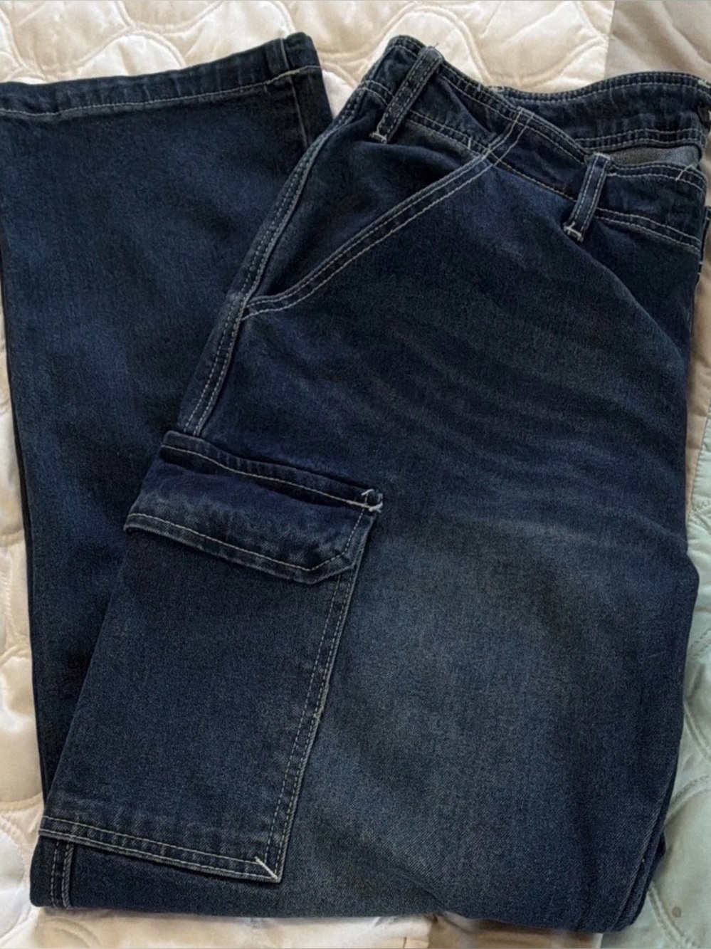 True Religion Indigo Relaxed Cargo Jeans